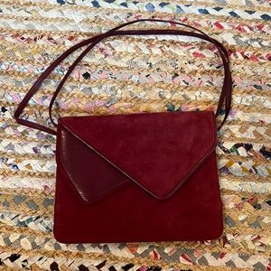 Charles Jourdan Raspberry Suede Shoulder Bag